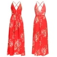 thumbnail image 6 of ClodeEU Women'S Summer Sexy Printed Halter Slit Beach V-Neck Sling Dress Red 6(M), 6 of 6