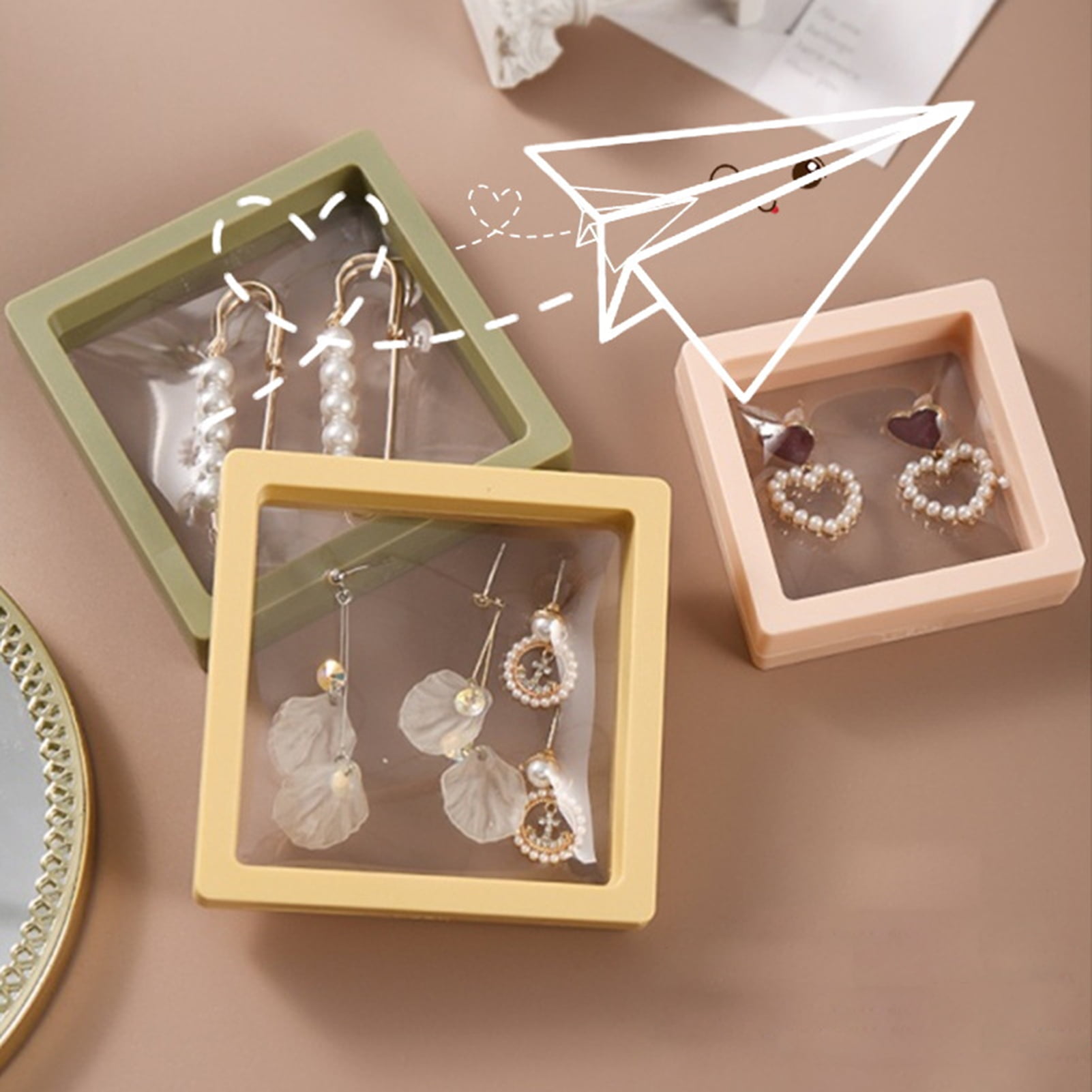 Neinkie 10Pcs Earrings Storage Box Multi-purpose Anti-oxidation