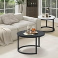 thumbnail image 3 of Jerry & Maggie Nesting Tables for Small Spaces 27.5" Round  Farmhouse Set of 2 Coffee Table, Space-Saving Living Room, Bedside, Apartment Furniture (Black and White), 3 of 13