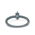 thumbnail image 3 of Vintage Style Twisted Band Marquise Cut Ring Black Tone Paraiba Tourmaline CZ 925 Sterling Silver Size 5, 3 of 6