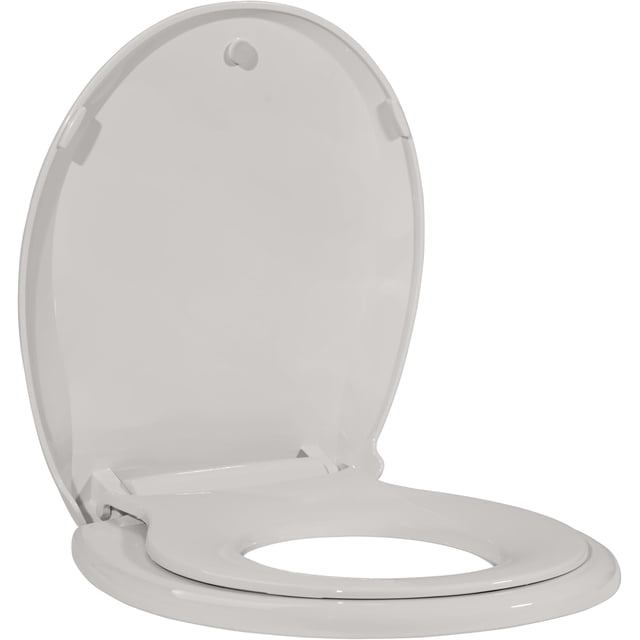 Bingirl 17-Inch 2-in-1 Dual Seat Biscuit PP Toilet Seat, Round, Soft Close, Quick Install
