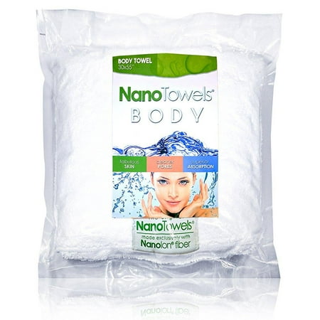 Nano Towels Body Bath & Shower Towel. 30 x 55 White - Huge & super absorbent. Wipes away dirt, oil and cosmetics. Use as your sports, travel, fitness, kids, beauty, spa or salon luxury towel.