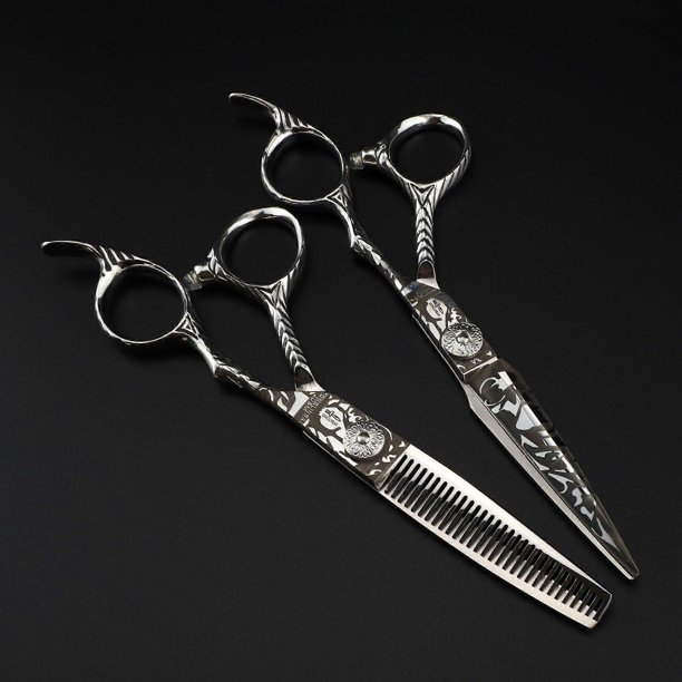 Tijeras de peluquería profesionales de 6 pulgadas con mango ergonómico antideslizante y cuchillas afiladas.