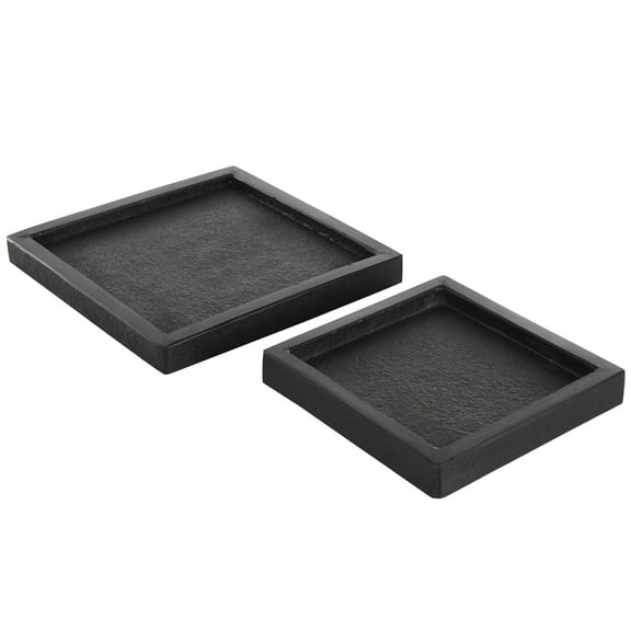 DecMode 10", 8"W Black Marble Slim Textured Tray, 2-Pieces