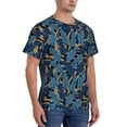 thumbnail image 2 of Bixox Men's Blue Leaves A Printed Short Sleeve Skinny Athletic T-Shirt, 2 of 6