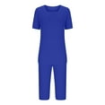 thumbnail image 6 of ZyeKqe Womens Pajamas Sets 2 Piece Loungewear Outfits Short Sleeve Sleepwear Tops Capri Pants Pjs Outfits, 6 of 7