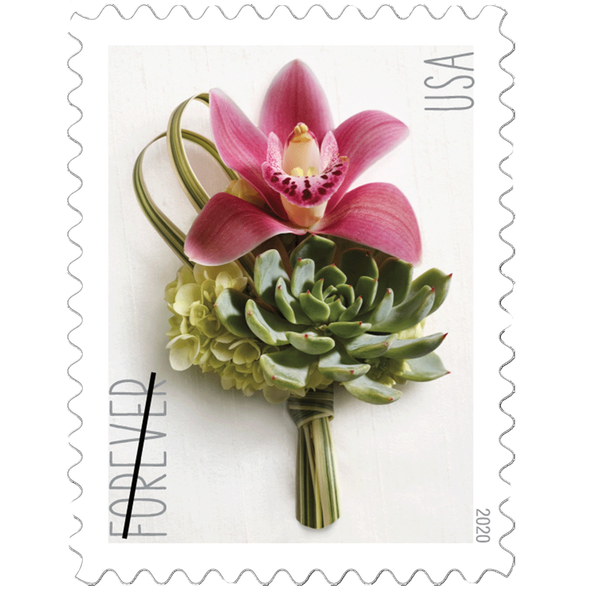 Contemporary Boutonniere Sheet of 20 USPS First Class Forever Postage Stamps Wedding Celebration