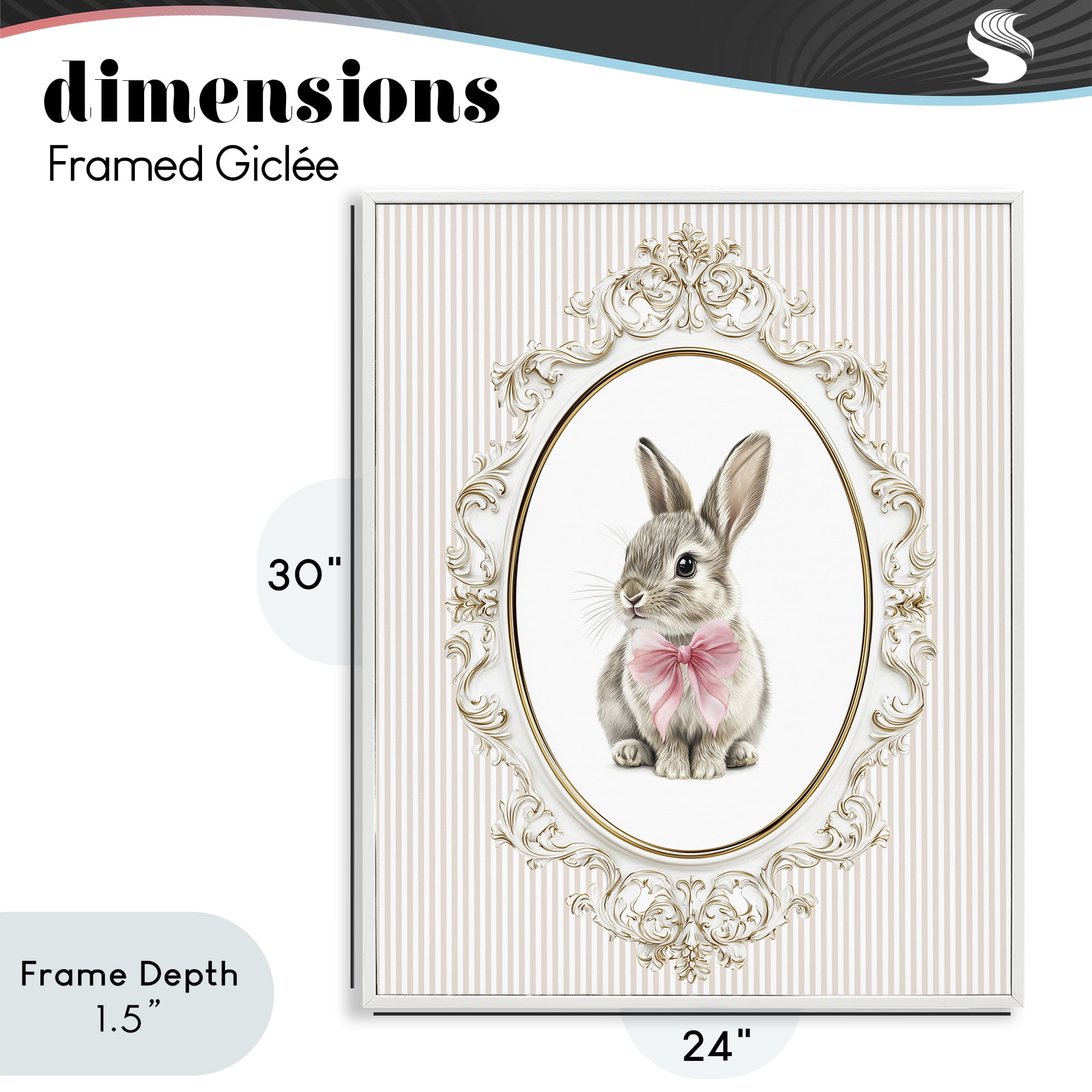 Stupell Industries Ornate Border Bunny White Framed Giclee Art, design by Christine Simpson Art