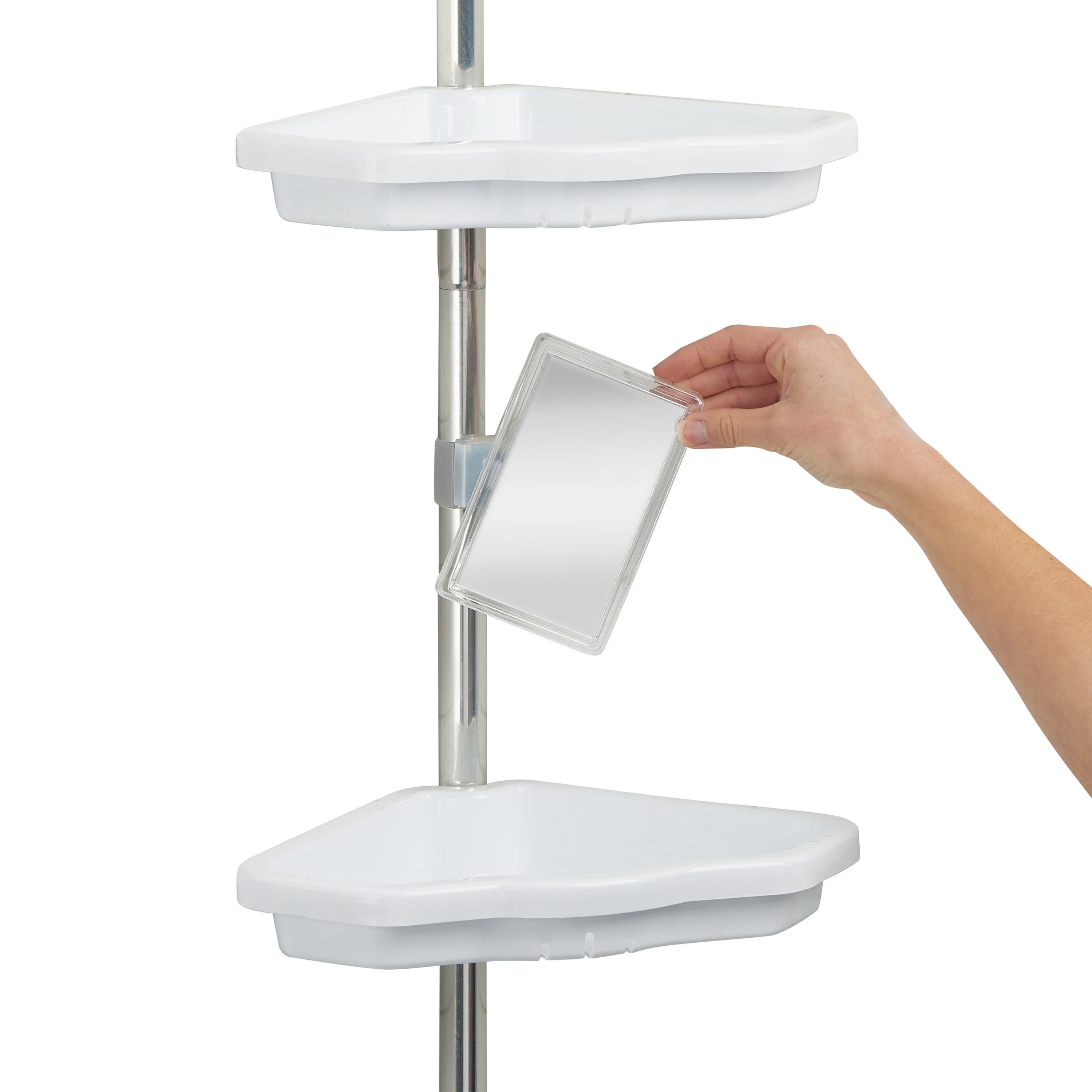 Bath Bliss Aluminum 4 Tier Corner Shower Organizer in White