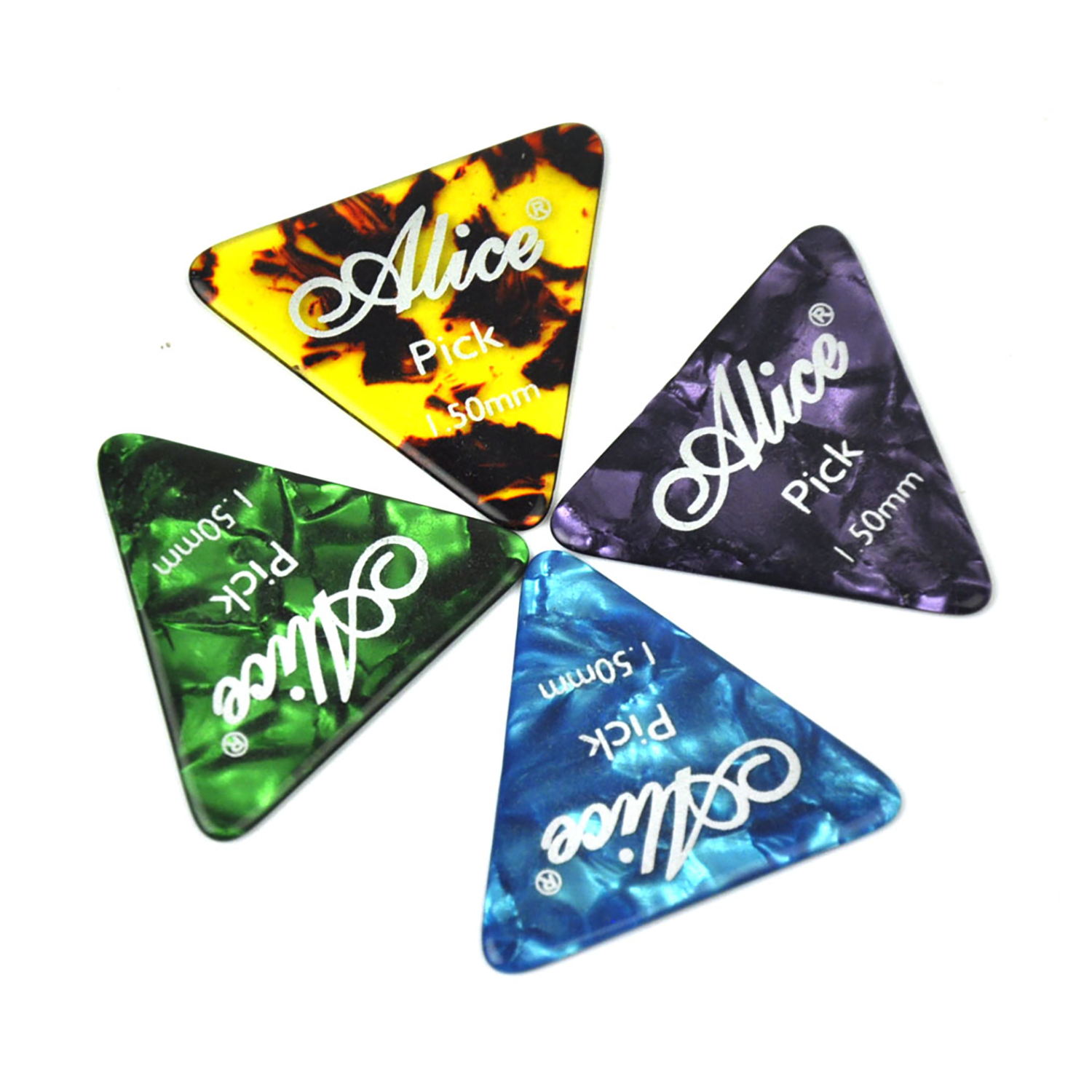 100Pcs Alice 355 Shape Triangle Guitar Picks Celluloid Plectrums 6 Gauges Mixed