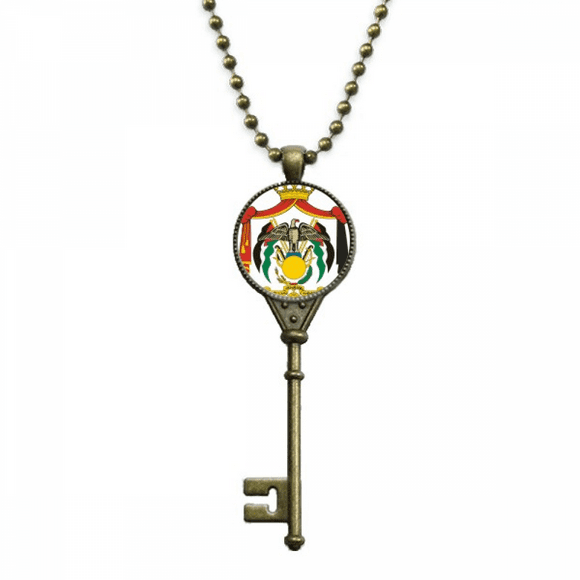 Jordan National Emblem Country Key Necklace Pendant Tray Embellished Chain