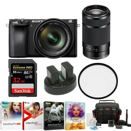 sony alpha a6500 camera body + 55-210mm lens +32gb card + software suite + accessory (Best Lens Sony A6500)