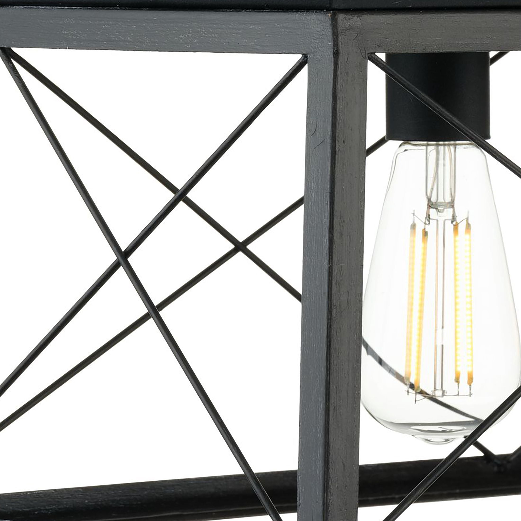 Briarwood Collection Five-Light Textured and Cerused Black Farmhouse Style Linear Island Chandelier Light