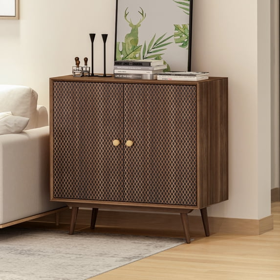 HLONK 2 door cabinet with 3D printing elements, suitable for bedroom, living room, sofa sofa, hall, easy assembly