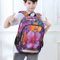 thumbnail image 6 of FORMRS Unisex School Backpack 17" Student Travel Bag with Laptop Compartment, Large Purple Flowers, 6 of 7