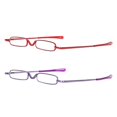 thumbnail image 3 of REAVEE 2 Pack Mini Reading Glasses for Women Men Lightweight Compact Small Pocket Metal Readers with Portable Case Red and Purple, 3 of 4