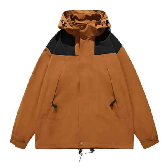 Kmdttou Women's Waterproof Rain Jacket Lightweight Windproof Full Zip Women's Packable Fall Raincoat Windbreaker with Hood Khaki 3XL