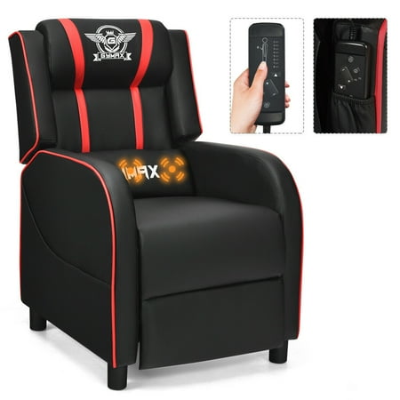 Gymax Massage Gaming Recliner Chair Racing Single Lounge Sofa Home Theater Seat