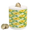 thumbnail image 1 of Yellow Flower Piggy Bank, Blooming Ranunculus Gardening Bedding Plants Leaves Watercolor Art, Ceramic Coin Bank Money Box for Cash Saving, 3.6" X 3.2", Yellow Fern Green, by Ambesonne, 1 of 4