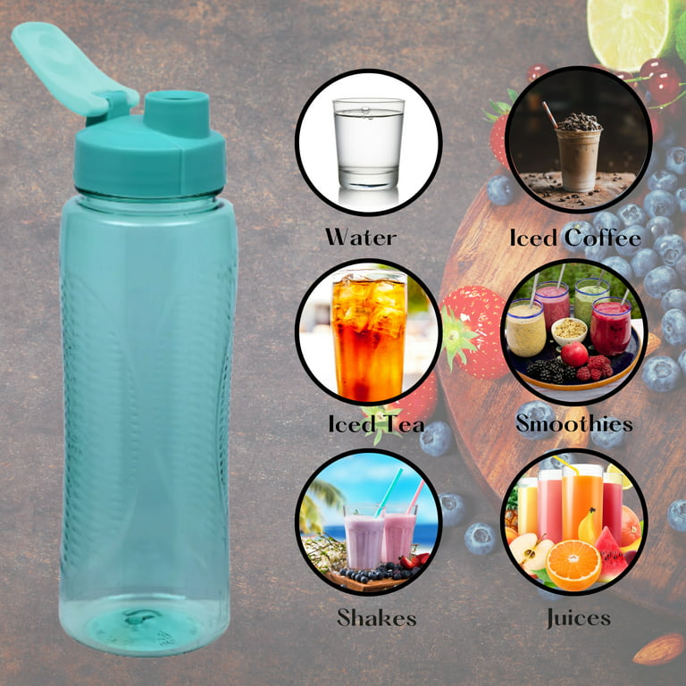 24 Oz Clear Water Bottles with Straw, 12 Pack Bulk Reusable Sports