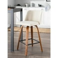 thumbnail image 5 of LumiSource Walnut Wood, Cream Fabric, Black Metal Toriano Counter Stool - Set of 2, 5 of 11