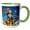 Green/White, variant on 3drose, Charming Firefighter Man. Merry Christmas. Artsy Greeting Card, Gift, 15oz Mug