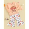 thumbnail image 3 of GXFC Toddler Girl Thanksgiving Outfits Set Clothes 6M 12M 18M 2T 3T 4T Kids Girls Long Sleeve Letter Print Sweatshirt+Pie Print Flare Pants 2Pcs Thanksgiving Clothing for Children Girl, 3 of 8