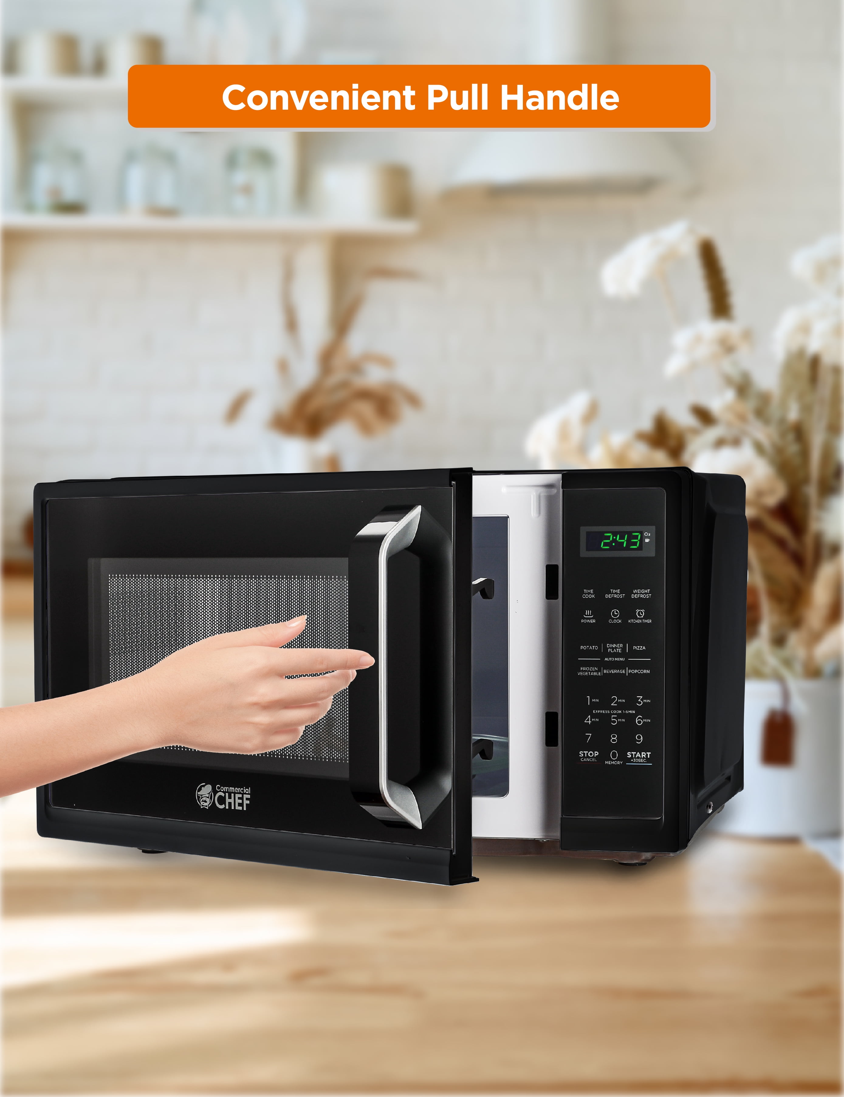 COMMERCIAL CHEF Small Microwave 0.7 Cu. Ft. Countertop Microwave with  Digital Display, Stainless Steel Microwave & BLACK+DECKER 4-Slice Toaster  Oven