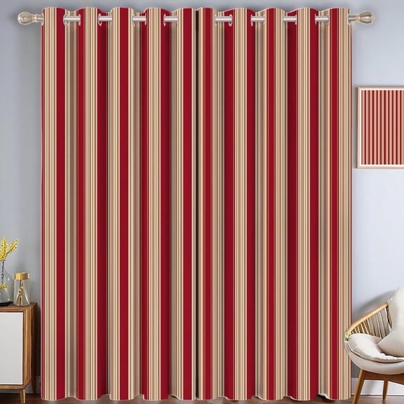 Burgundy Retro Stripes Pattern Blackout Curtains For Bedroom Vertical Lines Design Black Out Curtains Grommet Thermal Insulated Room Darkening Window Drapes 52"W x 63"L (Pack of 2)