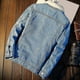 thumbnail image 4 of Chaqueta de invierno y otoño para hombre, de mezclilla con forro polar grueso, chaqueta vaquera de invierno, abrigo, chaqueta de terciopelo con solapa, parkas de piel para hombre., 4 of 4
