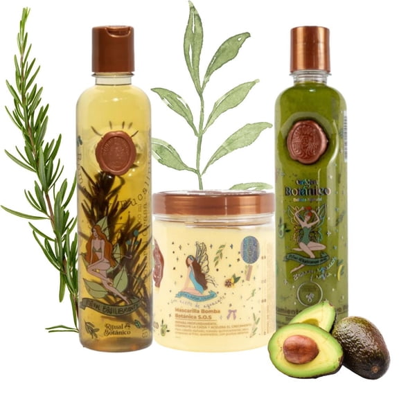 Ritual Botanico Shampoo Romero, Tratamiento Intensivo Plex y Mascarilla Bomba capilar ritual Botanico (3 Pack)