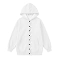 thumbnail image 7 of LUGOGNE Kids Girls Button Down Hooded Sweatshirt Jacket Casual Long Sleeve Hoodie Coat with Pockets White,13-14 Years, 7 of 7