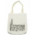 thumbnail image 1 of Cityscape Tote Bag, Sketch Style Rooftop View of City Residential Area Urban Lifestyle Monochromic, Cloth Linen Reusable Bag for Shopping Books Beach and More, 16.5" X 14", Cream, by Ambesonne, 1 of 2