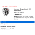thumbnail image 2 of Alternator - Compatible with 1987 Dodge Dakota, 2 of 4