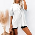 thumbnail image 1 of CEHVOM T-shirt Décontracté Mode Femme Col Rond Manches Courtes Ample Blouse Chandail, 1 of 4