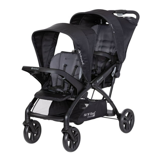 Baby Trend Poussette Sit N Stand Double 2.0 – Dash Black, Poussette de Voyage Tandem avec Deux Sièges Ou un Siège et Plateforme Debout