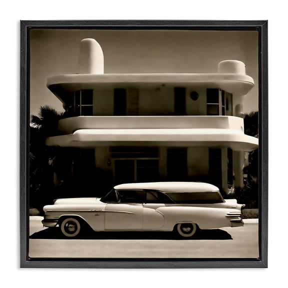 Stupell Industries Sleek Classic Car Transportation Painting Black Floater Framed Canvas Art Print Wall Art, 18 x 18
