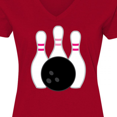 thumbnail image 4 of Inktastic Bowling Pins (pink) Women's V-Neck T-Shirt, 4 of 5