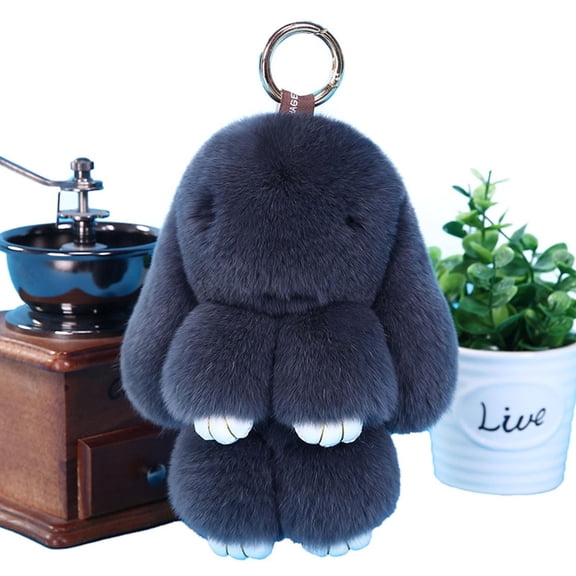 Fluffy Bunny Keychain,Bunny Plush Keychain,7IN Soft Bunny Pompom,Faux Rabbit Plush Keychain,Cute Mini Bunny Bag Charm for Purse,Backpack,Soft Fluffy Rabbit Pendant Gift(F)