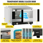 KFFKFF Commercial Convection Oven, 21L/19Qt, Quarter-Size Conventional Oven Countertop, 1440W 3-Tier Toaster w/ Front Glass Door, Electric Baking Oven w/ Trays Wire Racks Clip Gloves