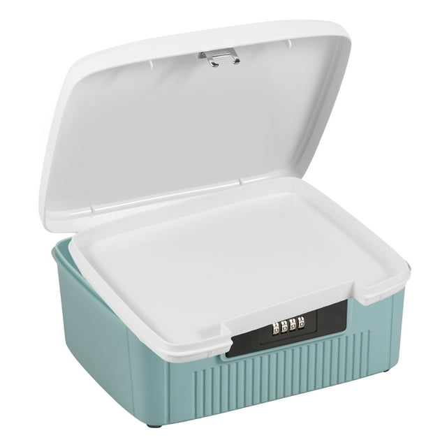 Grusce Lockable Storage Container Robust Organizer Document and ID Box with Combination Lock Design Large Capacity Privacy Container with Built in Removable Tray for Office