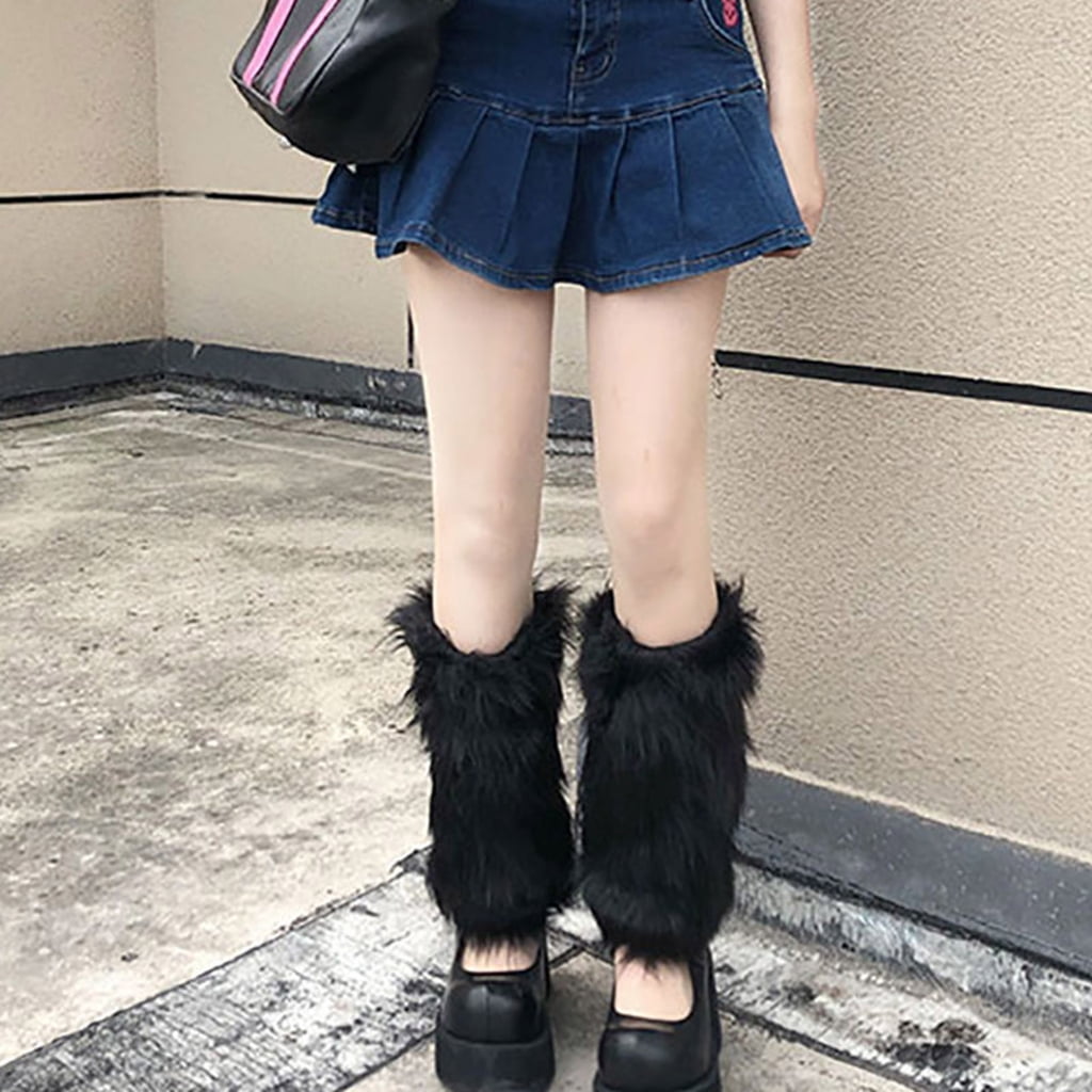 Yokua Women Girls Gothic Vintage Faux Fur Leg Warmer Winter Boots