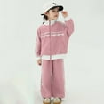 thumbnail image 4 of Tfken Outfits Sets For Children Girls Size 4-5 Years Long Sleeve Striped Print Coat Pant Comfortable Classic-Fit Red Clothing Sets, 4 of 6