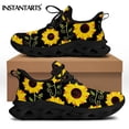 thumbnail image 1 of Zapatillas planas informales con estampado de girasol amarillo para mujer, cómodas, antideslizantes, para caminar al aire libre y combinar con todo., 1 of 6