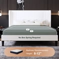 thumbnail image 4 of Amolife Queen Size Bed Frame, Velvet Platform Bed with Upholstered Wingback Headboard, No Box Spring Needed, White, 4 of 12