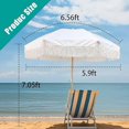 thumbnail image 6 of White Fringe 7' Boho Beach Umbrella, UPF 50+ Waterproof, Adjustable Tilt, Beechwood Pole, 6 of 7
