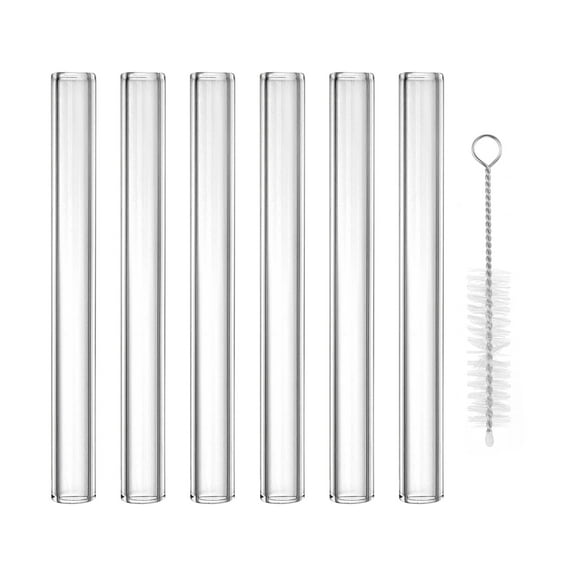 Uxcell 5 Inch Borosilicate Glass Tubes, 6 Pcs12mm OD 2mm Thick Glass Blowing Tubes Straight Pipe with Cleaning Brush for Laboratory Glass Making, Transparent