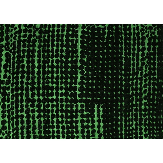 Ahgly Company Indoor Rectangle Abstract Emerald Green Modern Area Rugs, 2' x 5'