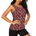 thumbnail image 2 of Bixox Women's Red Floral Printed Sleeveless Fitness Workout Running Quick-Dry Tank Top, 2 of 7