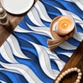 thumbnail image 3 of Blue White Moire Table Runner - 90 Inch Long Modern Abstract Art Cotton and Linen Blended Dress Scarves Farmhouse Table Runner for Kitchen Dining, Coffee Table, 13" x 90", 3 of 8